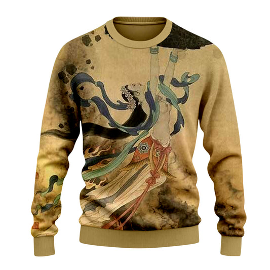 Vintage Dunhuang Art Print Crewneck Sweater