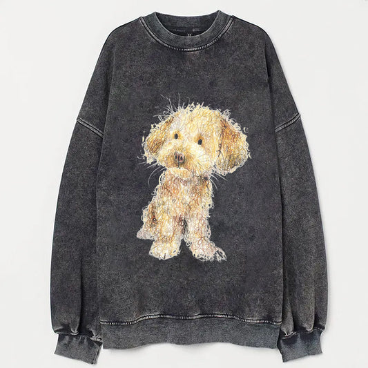 Cute Dog Scrawled Puppy Art Print Casual Sweatshirt