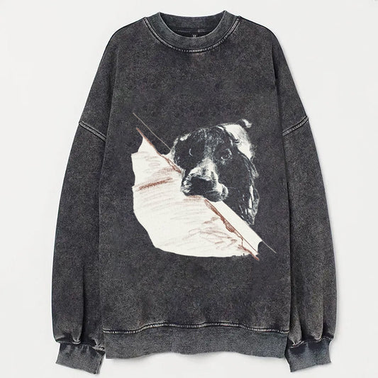 Scrawled Puppy Art Cute Dog Print Casual Sweatshirt