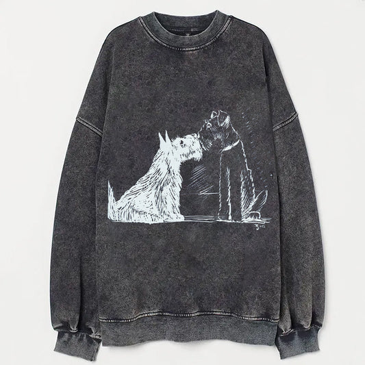 Cute Dog Scrawled Puppy Art Print Casual Sweatshirt