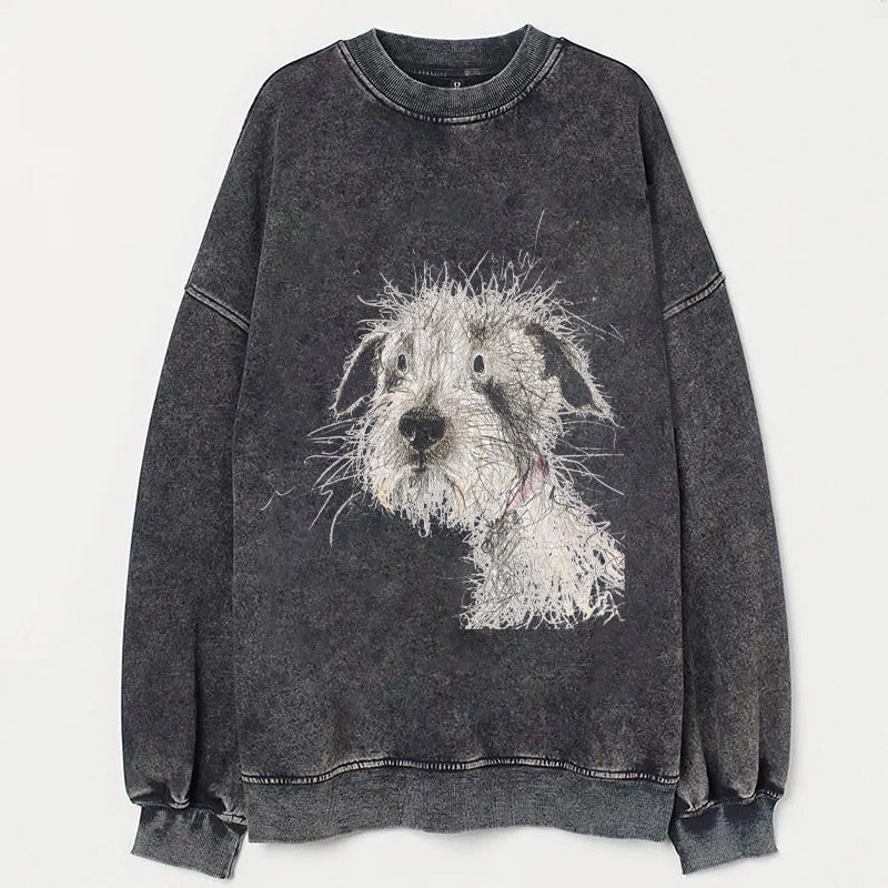 Dog Art Scrawled Puppy Print Casual Sweatshirt