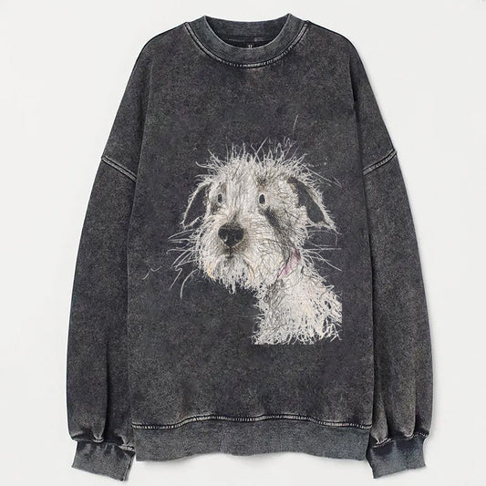 Dog Art Scrawled Puppy Print Casual Sweatshirt