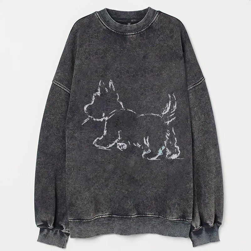Cute Dog Scrawled Puppy Art Print Casual Sweatshirt