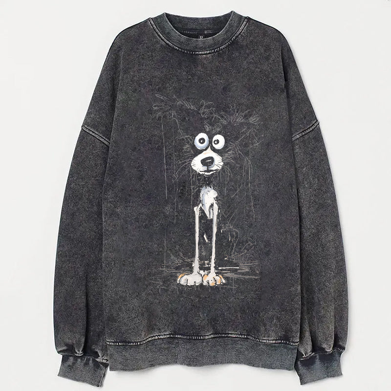 Scrawled Puppy Art Cute Dog Print Casual Sweatshirt
