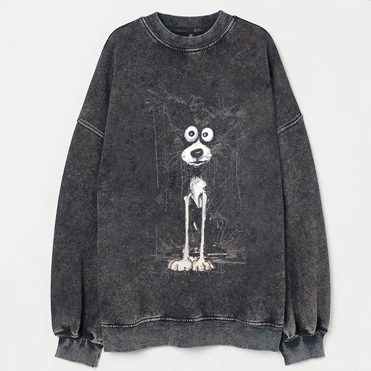 Scrawled Puppy Art Cute Dog Print Casual Sweatshirt