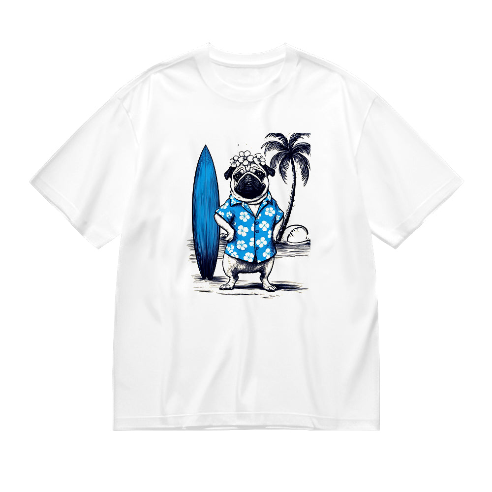 Surfer Pug Graphic T-Shirt