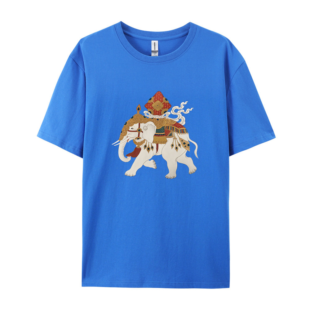 Traditional Asian Elephant Rider Artwork Graphic T-Shirt for Men Women Unisex