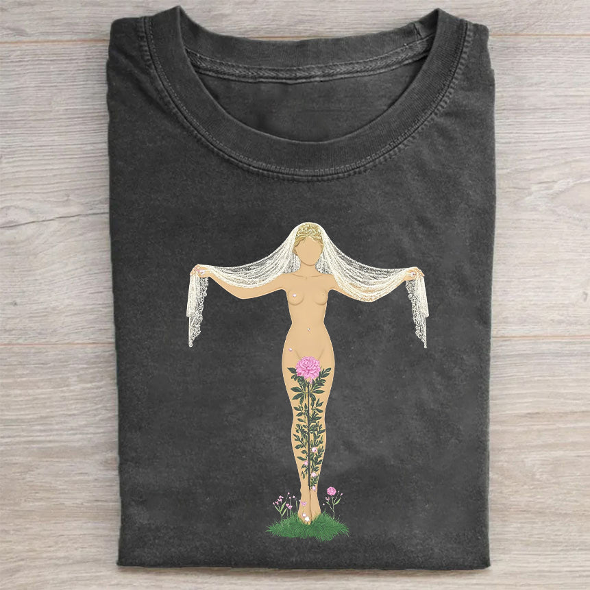 Vintage Black T-Shirt with Abstract Art Print