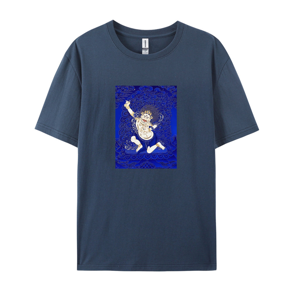 Tibetan Thangka Art White T-Shirt for Men Women - Traditional Buddhist Deity Design - Comfortable Casual Tee - Unique Cultural Graphic Top - Size S-XXL