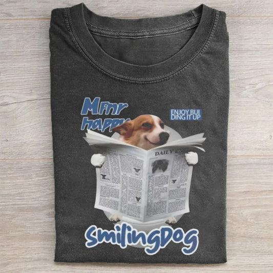 Newspaper dog print t-shirt