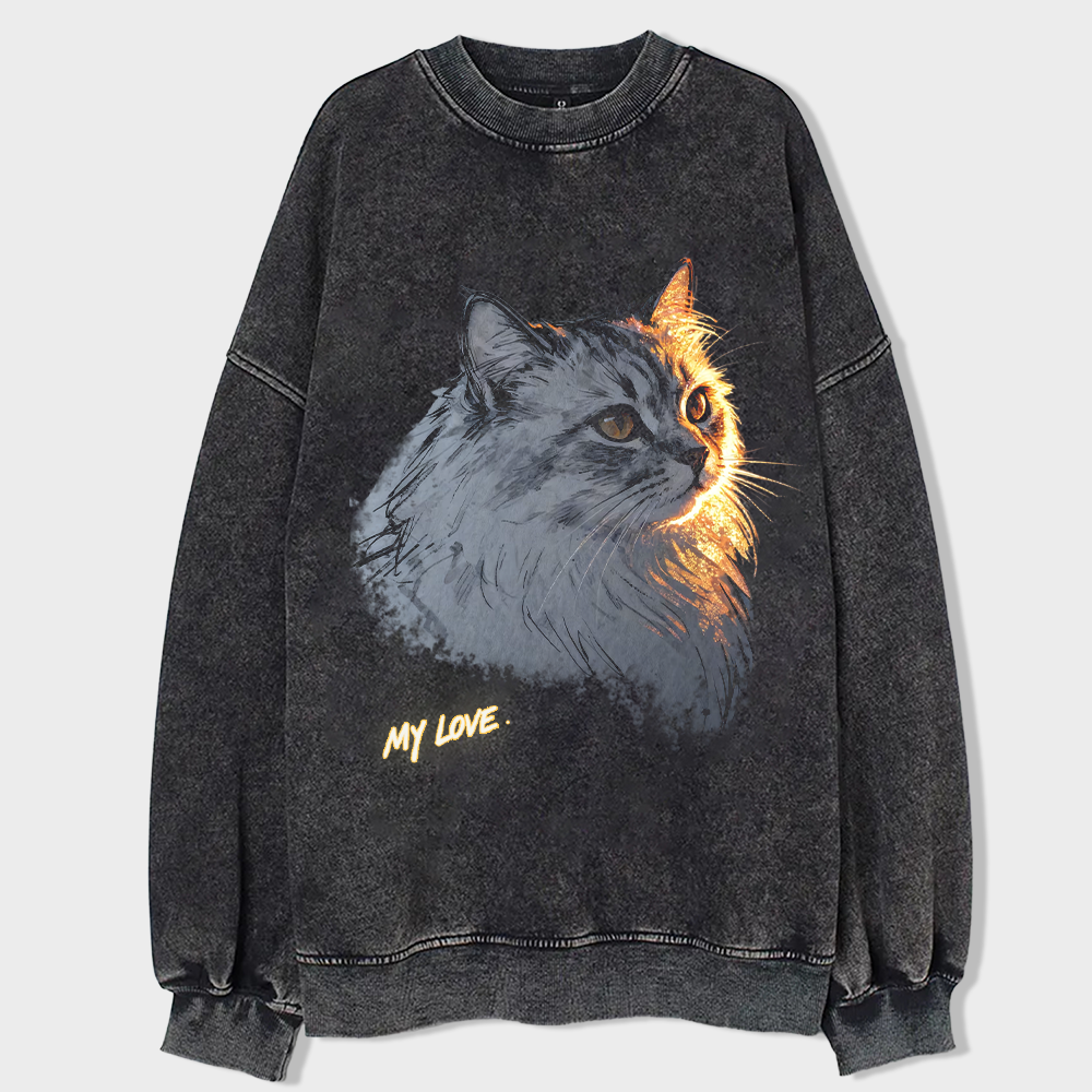 My Love Cat Print T-Shirt