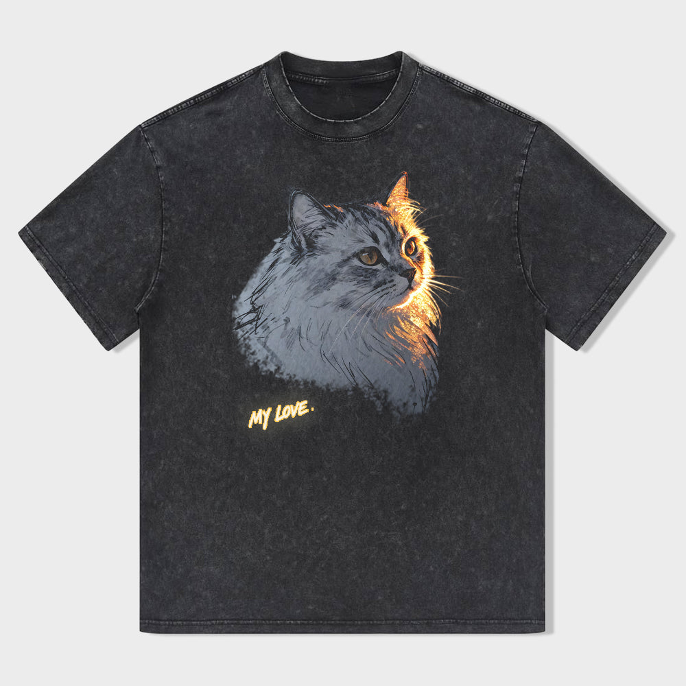 My Love Cat Print T-Shirt