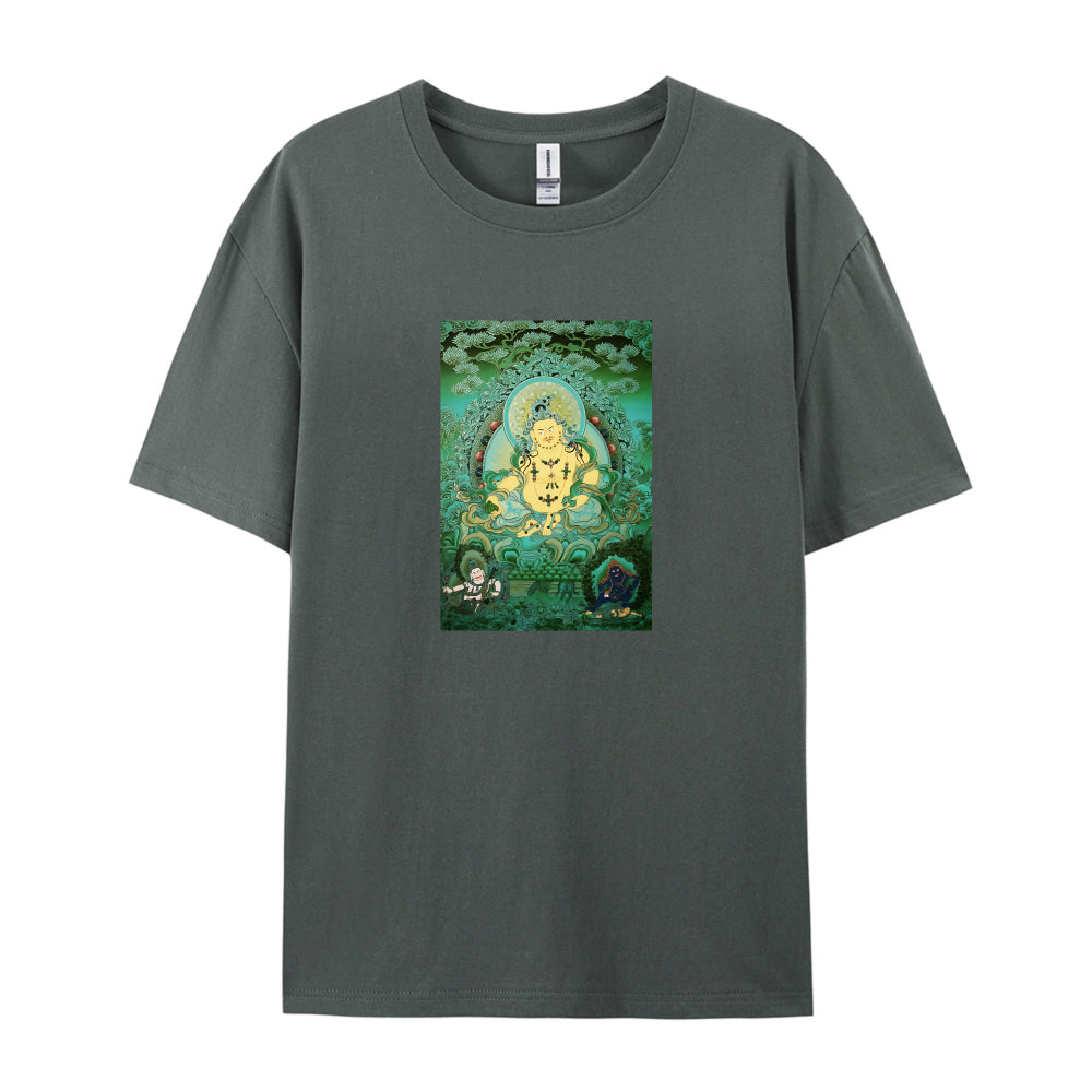 Buddhist Thangka Art White T-Shirt for Men Women - Tibetan Buddha Meditation Design - Spiritual Yoga Clothing - Unique Graphic Tee - Comfortable Casual Wear