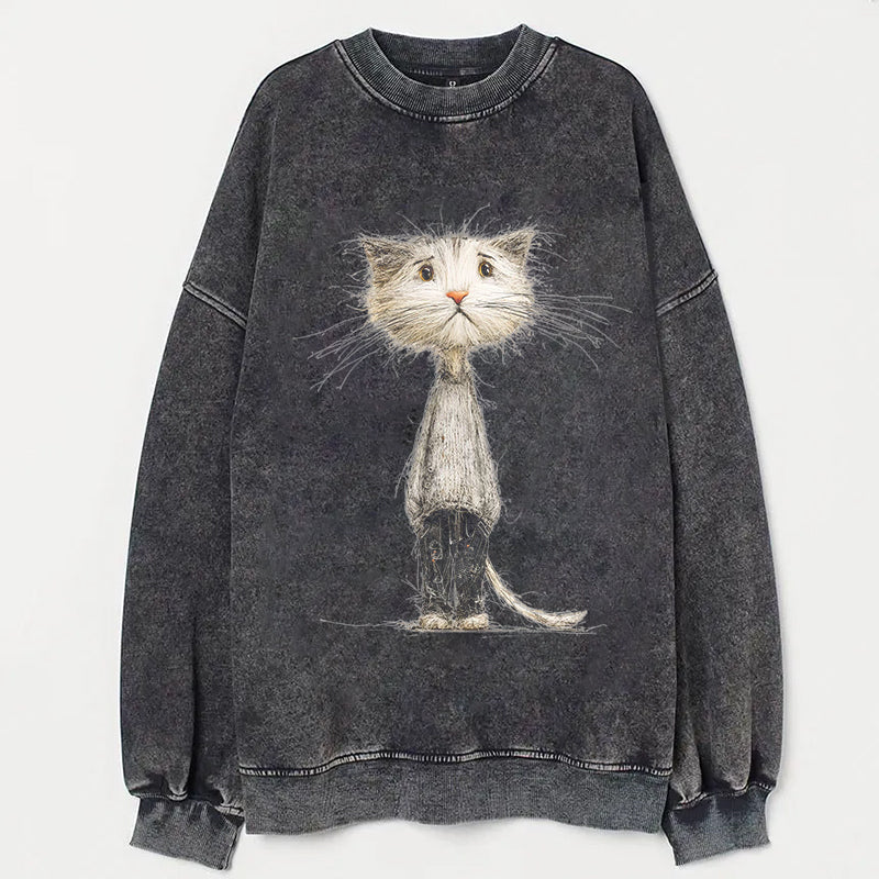 Whimsical Cat Art Print Sweatshirt