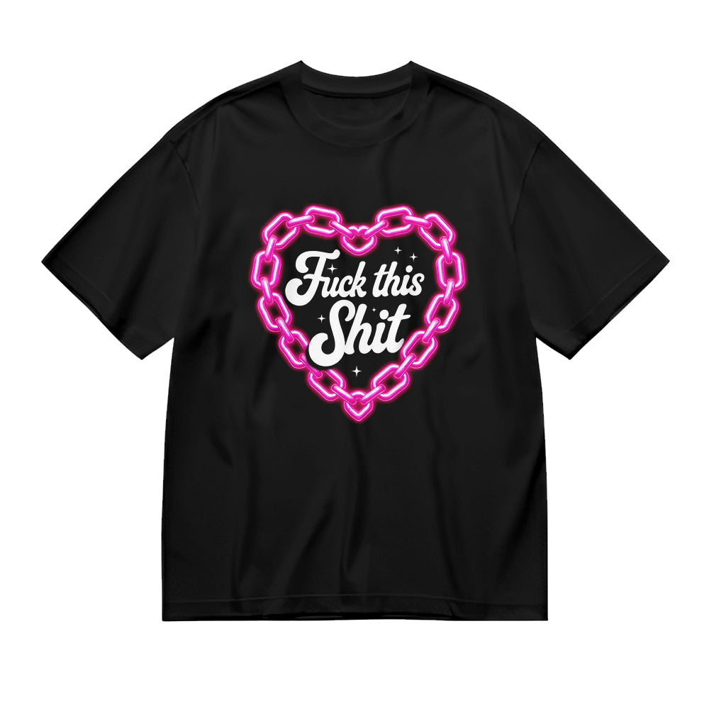Pink Heart Chain Graphic T-Shirt