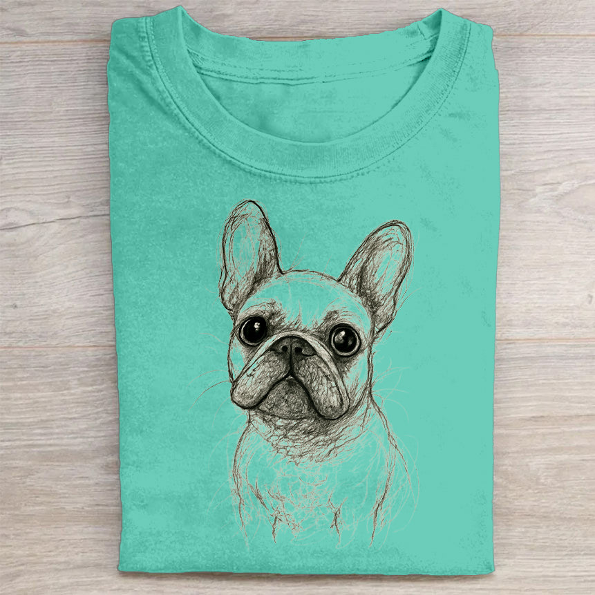 Funny Cute Dog Art Print Casual Short Sleeve T-Shirt