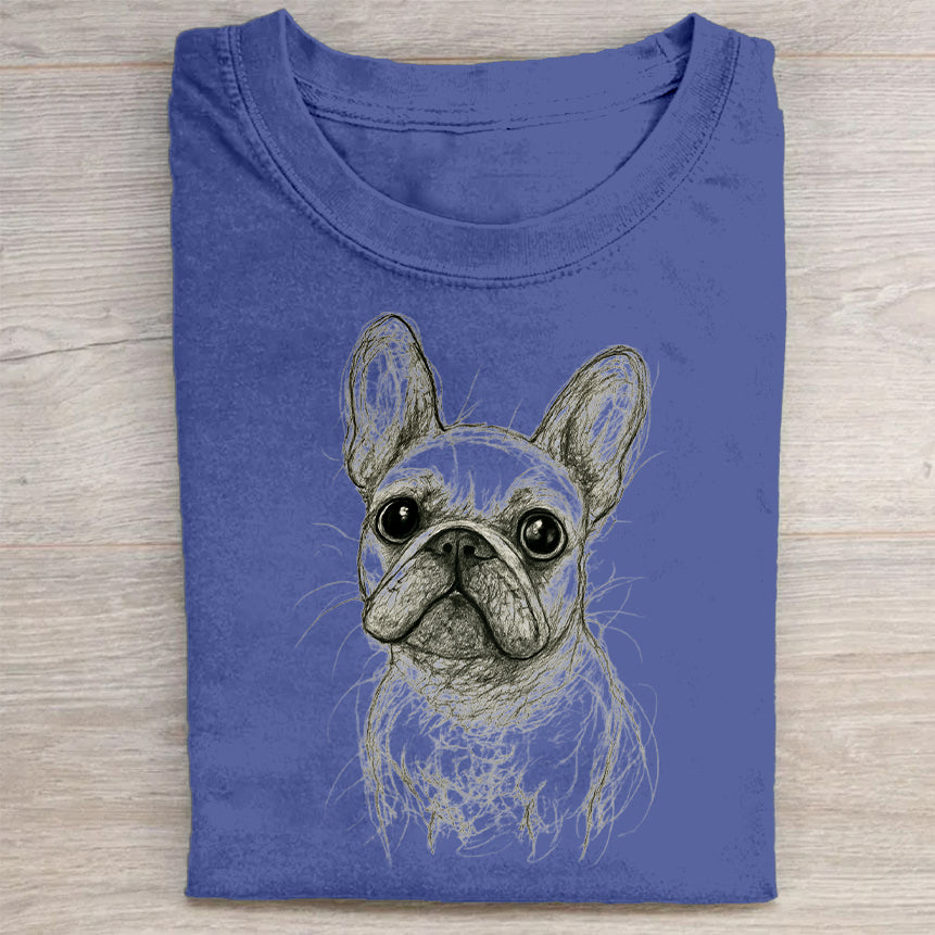 Funny Cute Dog Art Print Casual Short Sleeve T-Shirt