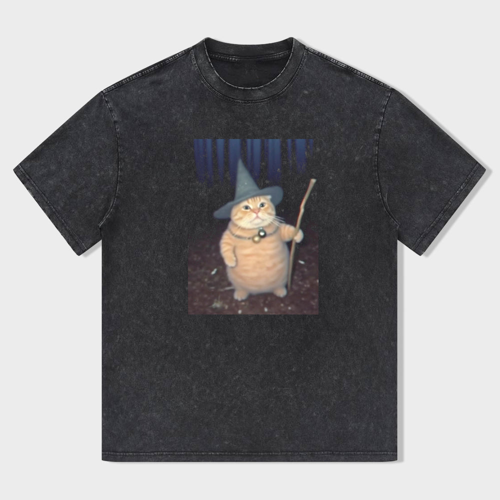 Cute Cat Wizard Graphic T-Shirt
