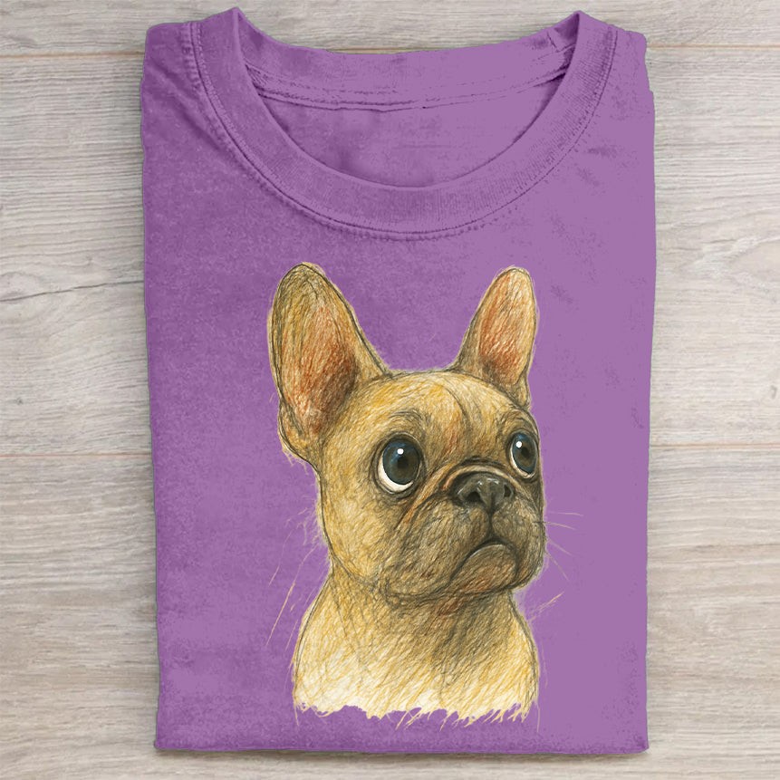Funny Cute Dog Art Print Casual Short Sleeve T-Shirt