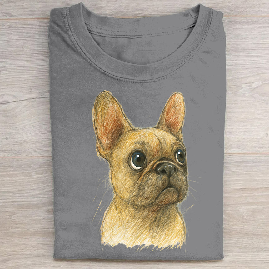 Funny Cute Dog Art Print Casual Short Sleeve T-Shirt