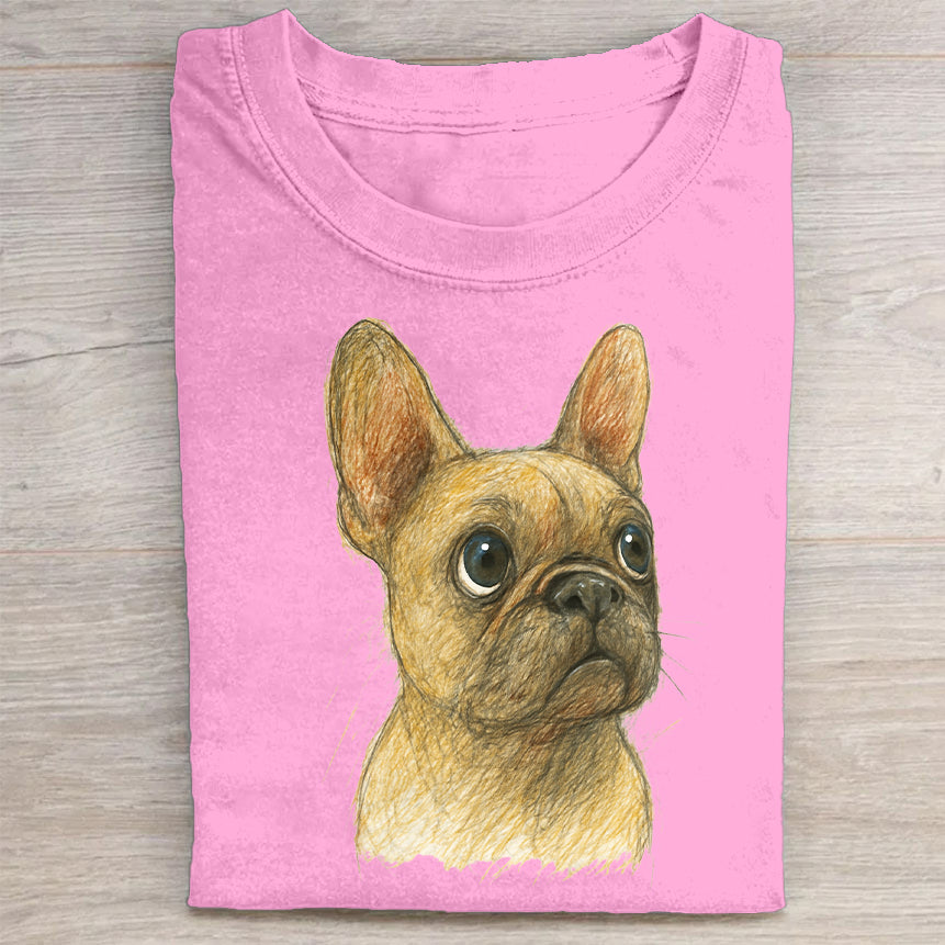 Funny Cute Dog Art Print Casual Short Sleeve T-Shirt