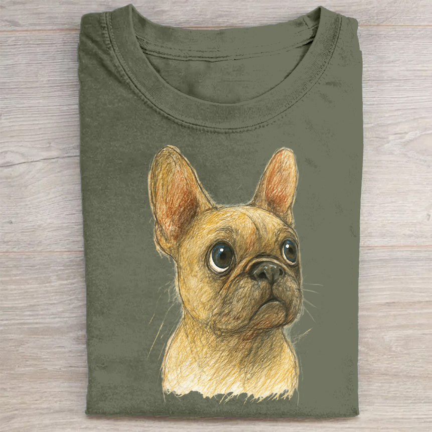 Funny Cute Dog Art Print Casual Short Sleeve T-Shirt