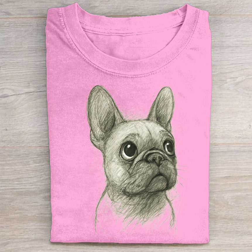 Funny Cute Dog Art Print Casual Short Sleeve T-Shirt