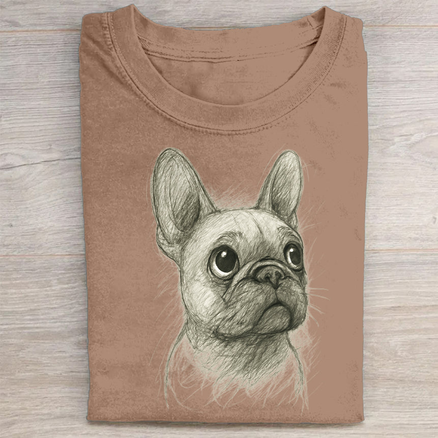 Funny Cute Dog Art Print Casual Short Sleeve T-Shirt