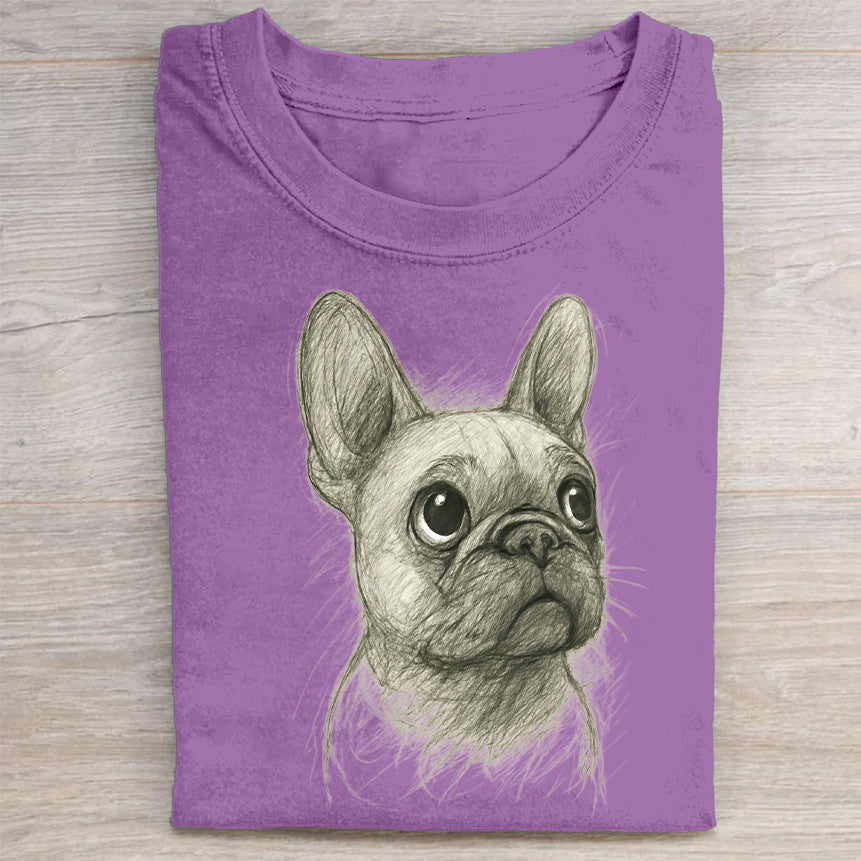 Funny Cute Dog Art Print Casual Short Sleeve T-Shirt