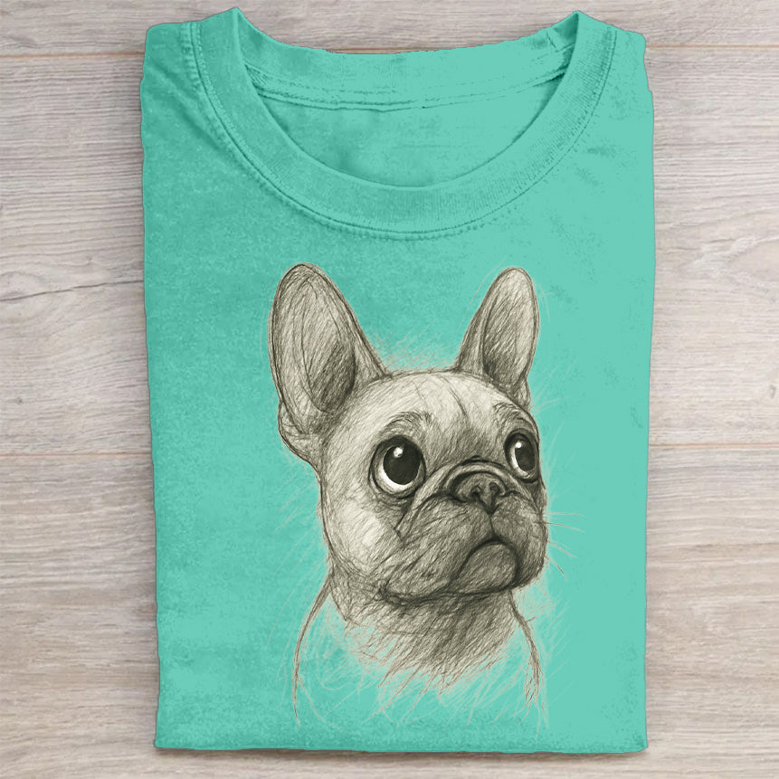 Funny Cute Dog Art Print Casual Short Sleeve T-Shirt