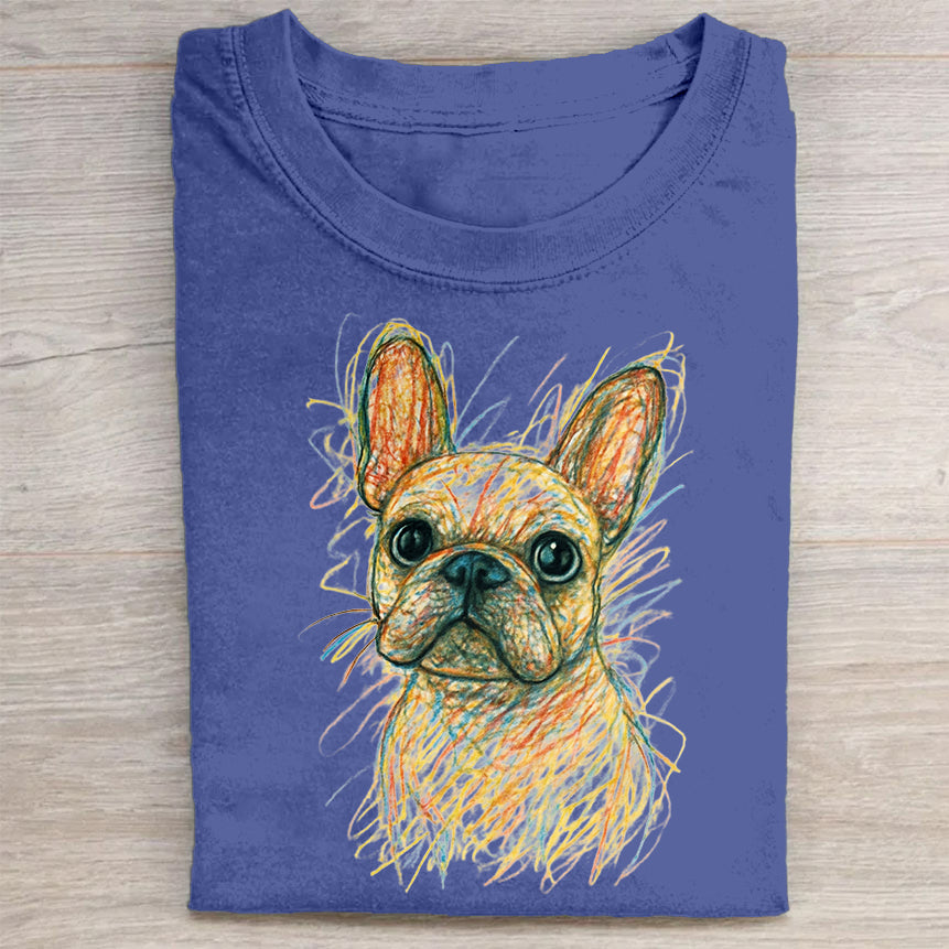 Funny Cute Dog Art Print Casual Short Sleeve T-Shirt