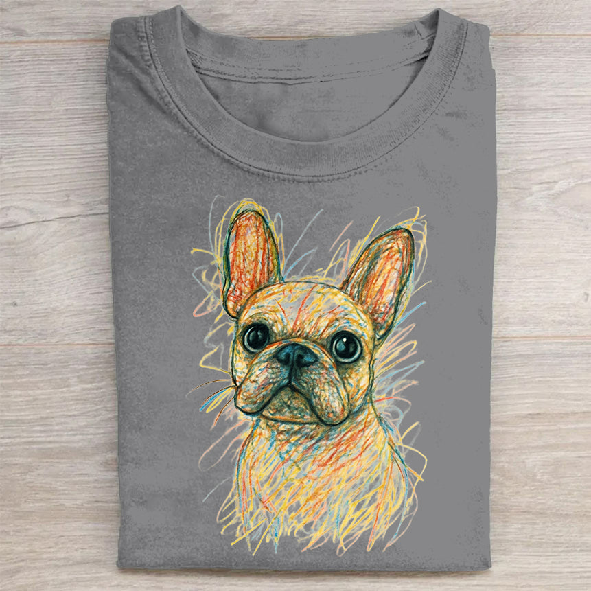 Funny Cute Dog Art Print Casual Short Sleeve T-Shirt