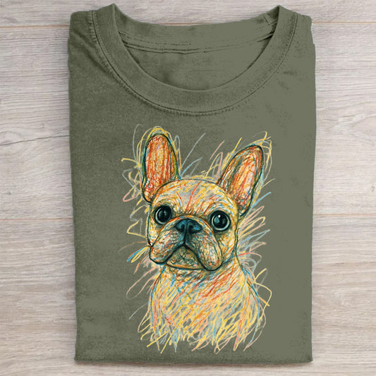 Funny Cute Dog Art Print Casual Short Sleeve T-Shirt