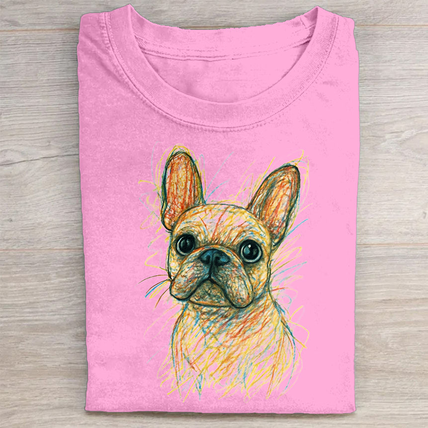 Funny Cute Dog Art Print Casual Short Sleeve T-Shirt