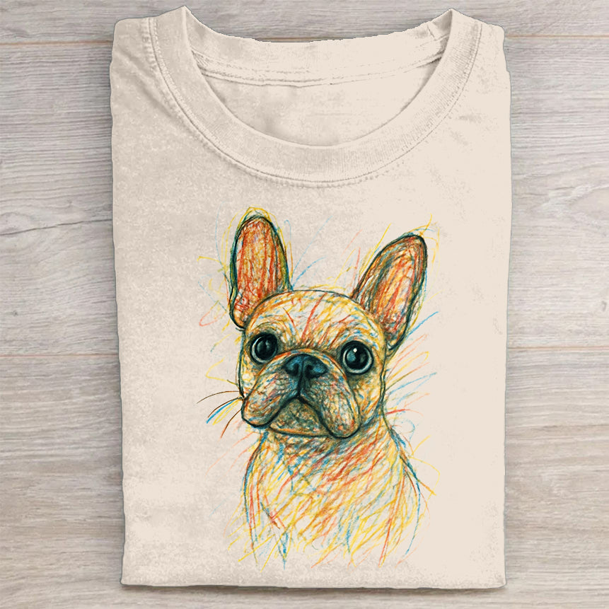 Funny Cute Dog Art Print Casual Short Sleeve T-Shirt