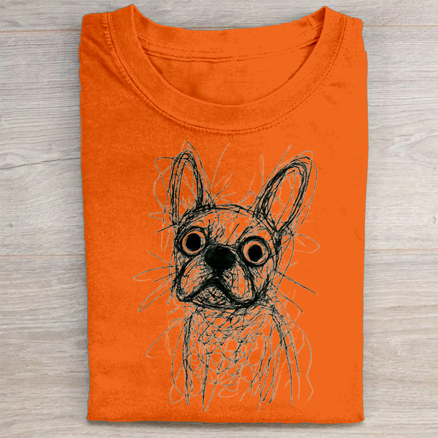 Funny Cute Dog Art Print Casual Short Sleeve T-Shirt
