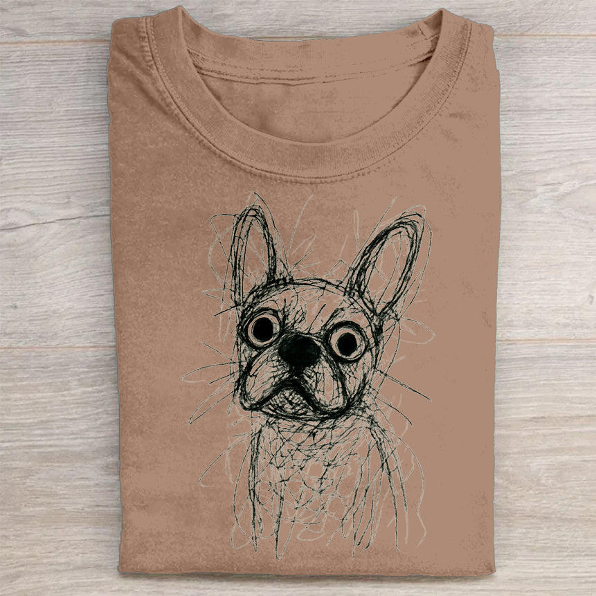 Funny Cute Dog Art Print Casual Short Sleeve T-Shirt