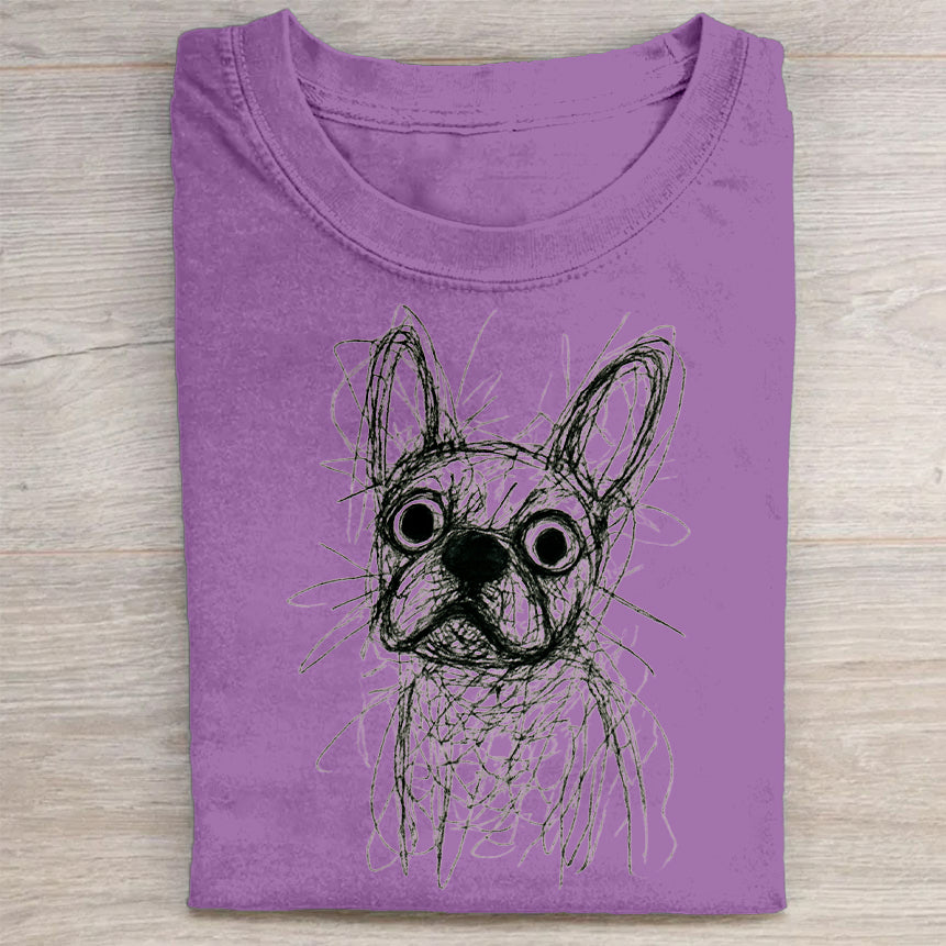 Funny Cute Dog Art Print Casual Short Sleeve T-Shirt