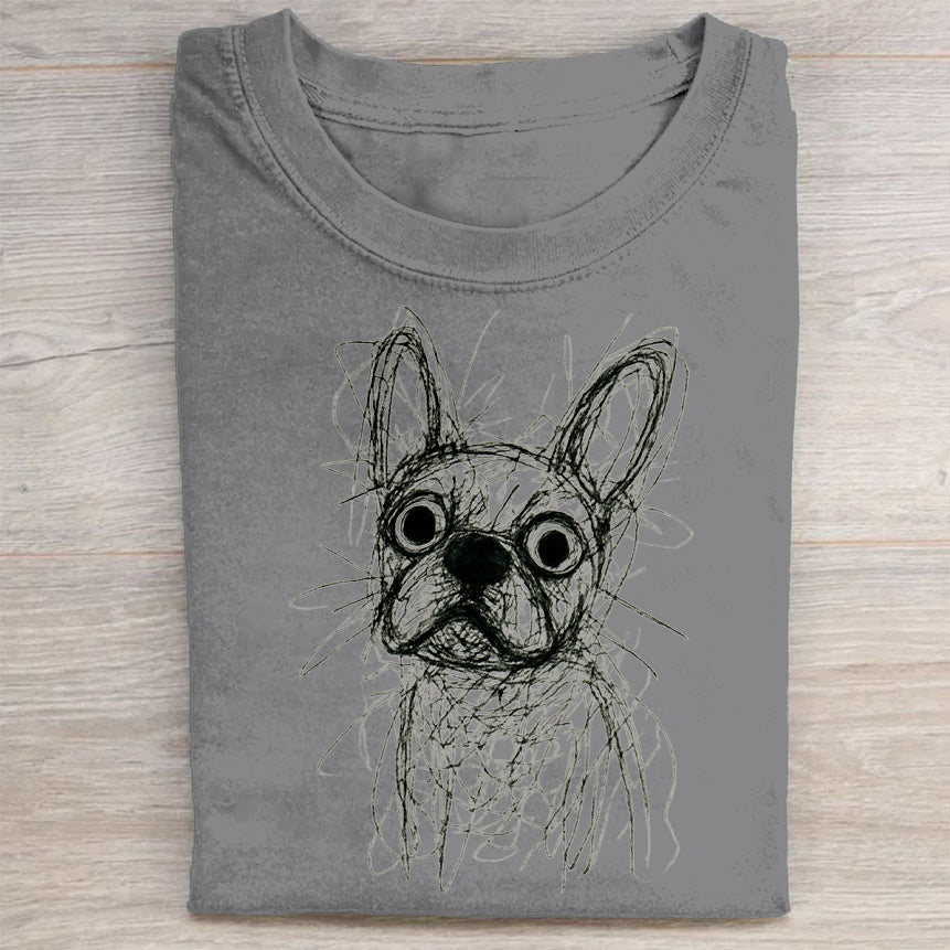 Funny Cute Dog Art Print Casual Short Sleeve T-Shirt