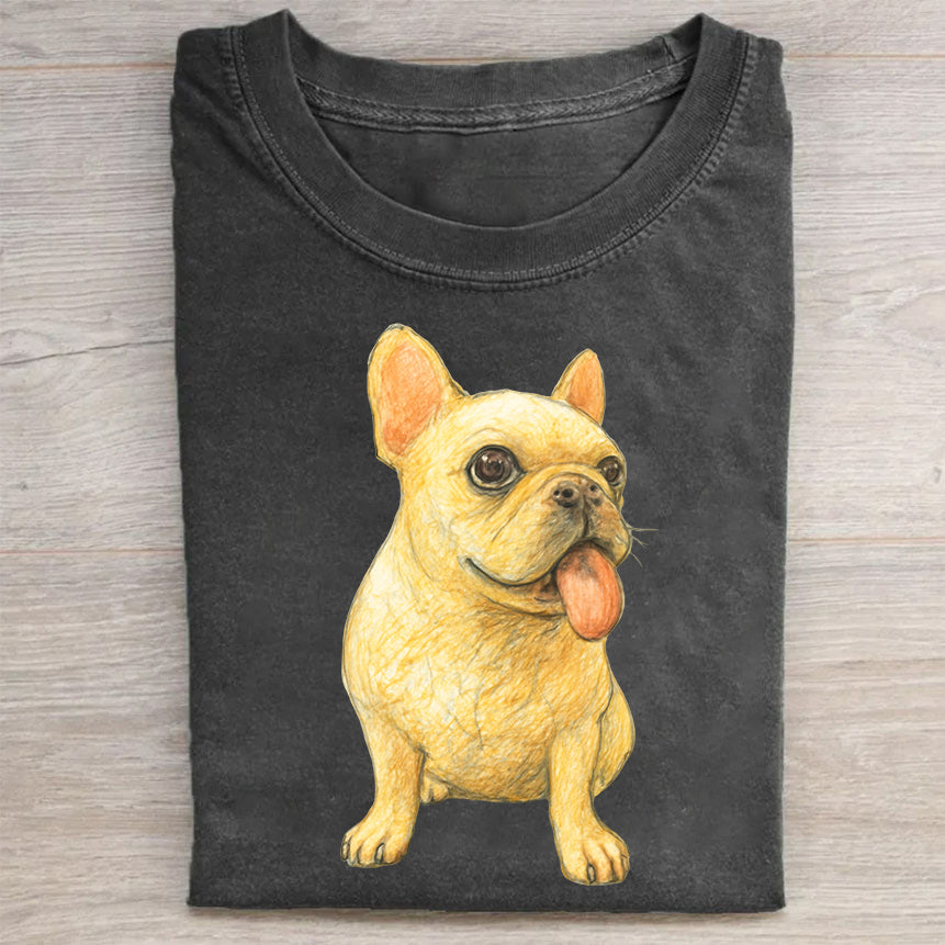 Funny Cute Dog Art Print Casual Short Sleeve T-Shirt