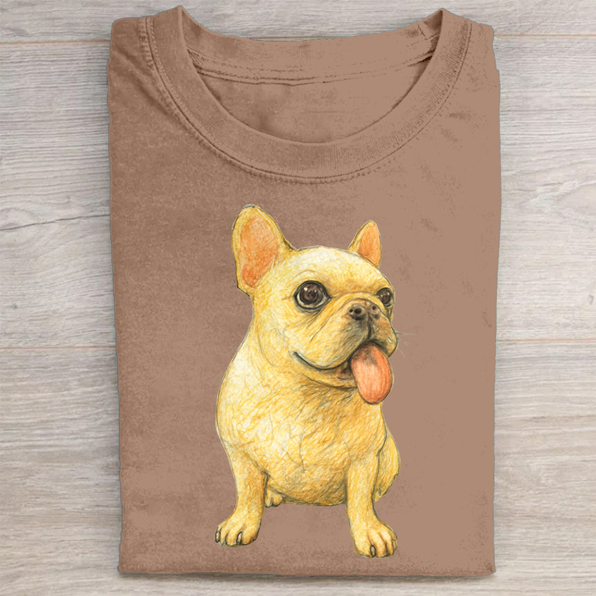 Funny Cute Dog Art Print Casual Short Sleeve T-Shirt