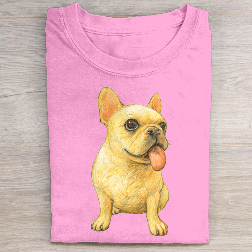 Funny Cute Dog Art Print Casual Short Sleeve T-Shirt