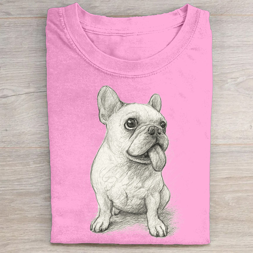 Funny Cute Dog Art Print Casual Short Sleeve T-Shirt