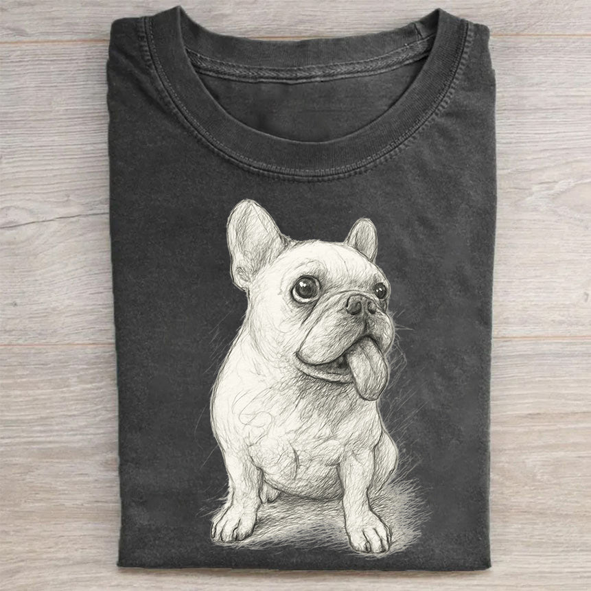 Funny Cute Dog Art Print Casual Short Sleeve T-Shirt