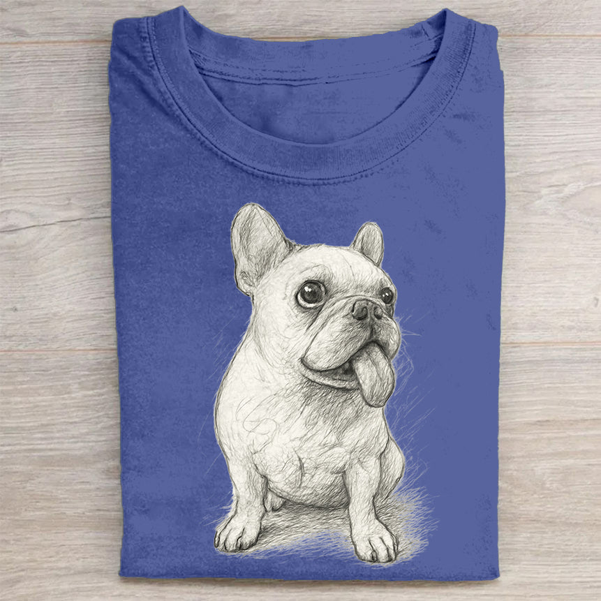 Funny Cute Dog Art Print Casual Short Sleeve T-Shirt