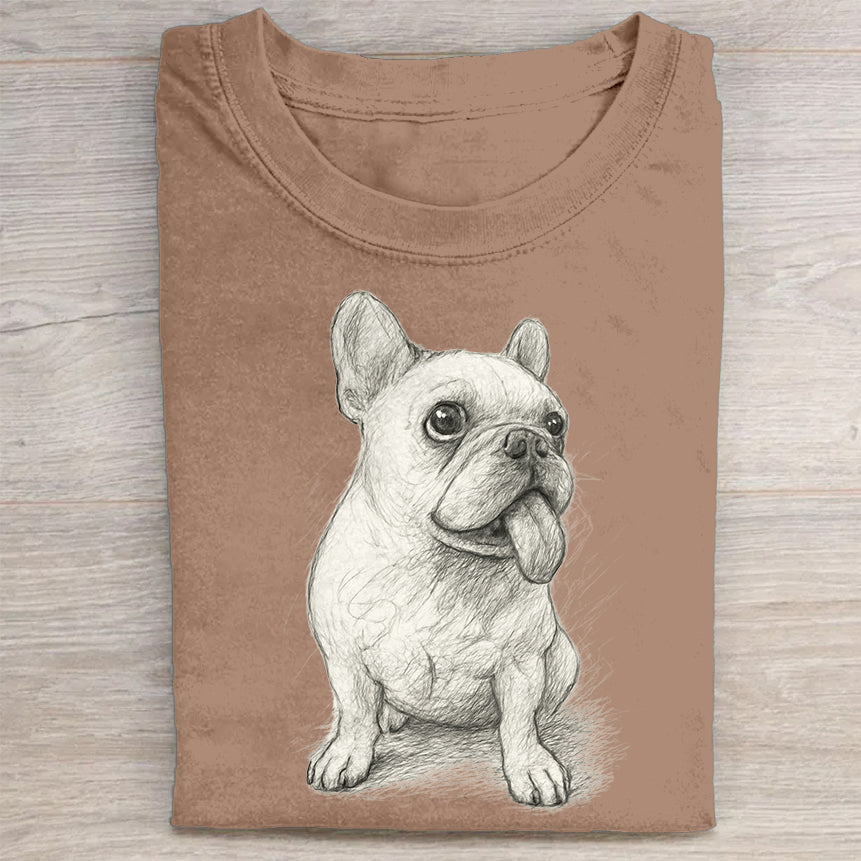 Funny Cute Dog Art Print Casual Short Sleeve T-Shirt