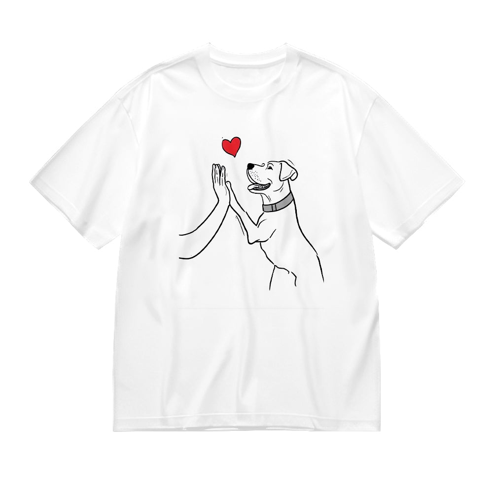Cute Dog High-Five Heart Graphic T-Shirt