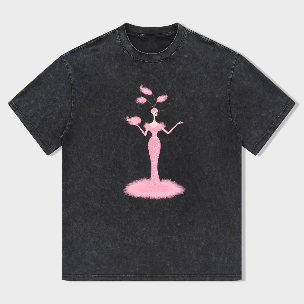 Pink Feather Dress Graphic T-Shirt