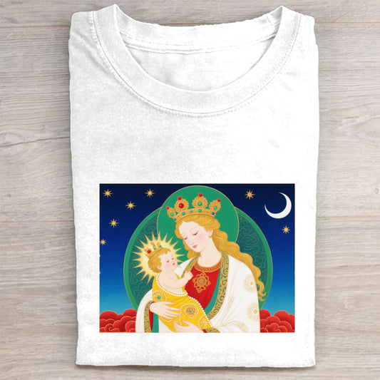 Virgin Mary and Baby Jesus Artistic Design Women's T-Shirt