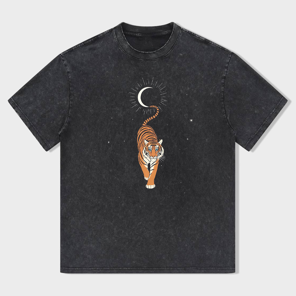 Tiger Moon Graphic Print Men's Casual Short Sleeve T-Shirt